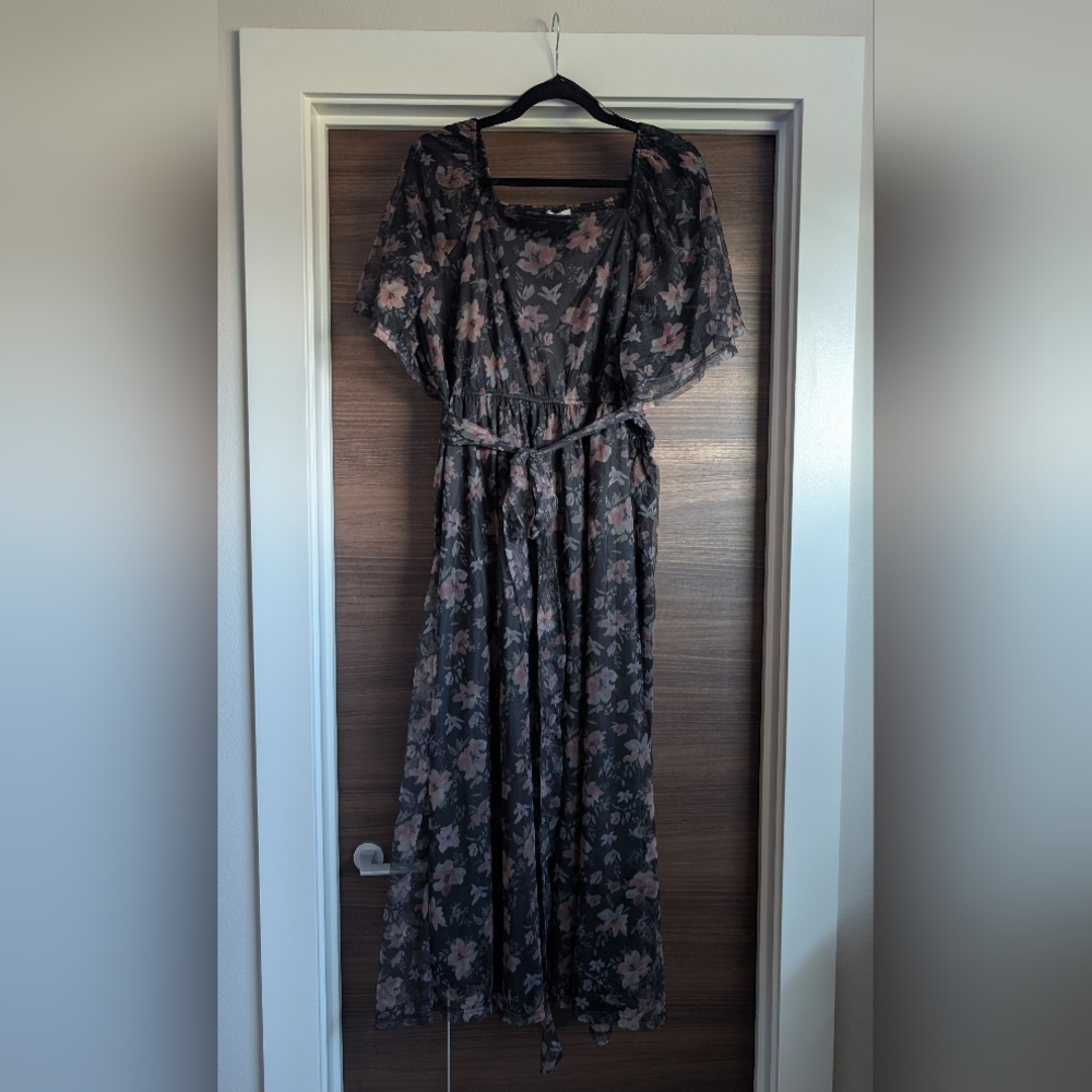 Floral Black and Pink Women's Dress